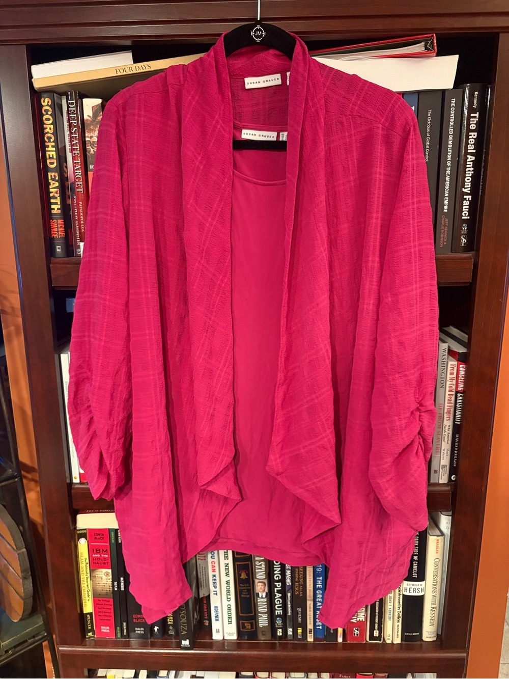 Susan Graver Regular Textured Woven Cardigan and Knit Tank Set
